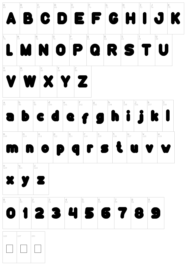 Funny And Cute font map